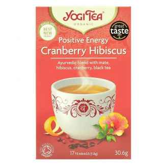 Ceai Ayurvedic Energie Pozitiva cu Mate,Merisor,Hibiscus si Ceai Negru Bio Yogi Tea 30,6 g