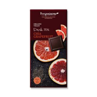Bio Ciocolata Neagra cu Chia si Grapefruit 70% Vegan Fara Gluten Benjamissimo 70 g