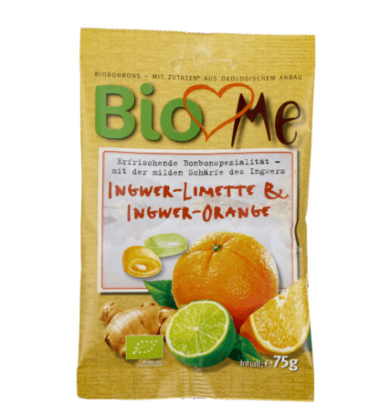 Bio Bomboane cu Lime Ghimbir si Portocala BIO loves Me 75 g