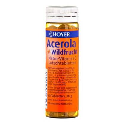 Tablete Masticabile cu Vitamina C cu Acerola si Fructe de Padure Hoyer 60 buc 30 g