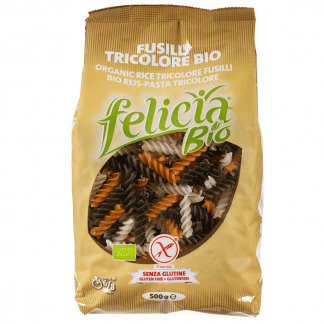 Bio Paste Fusilli Tricolore din Orez Fara Gluten Felicia 500 g