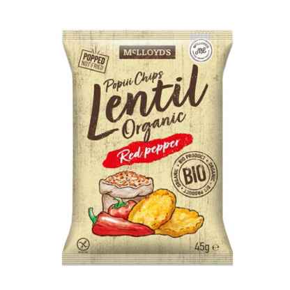 Bio Chips cu Linte si Ardei Rosu Popiii Chips Fara Gluten McLLOYD'S 45 g