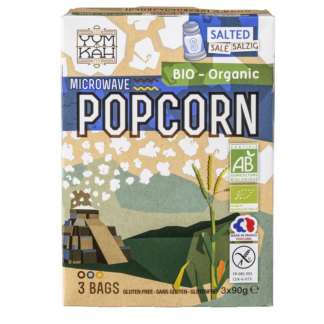 Bio Pop Corn cu Sare Pentru Microunde Fara Gluten YumKah 3 x 90 g