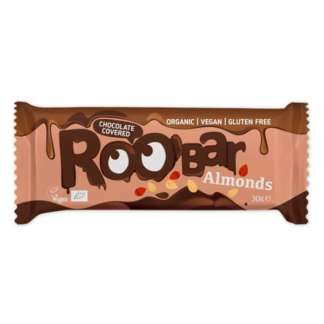 Bio Baton Invelit in Ciocolata cu Migdale Vegan Fara Gluten Roobar 30 g