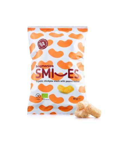 Bio Pufuleti Smiles cu Unt de Arahide Vegan Harmonica 50 g
