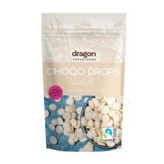 Bio Choco Drops cu Ciocolata Alba Vegan Dragon Superfoods 200 g
